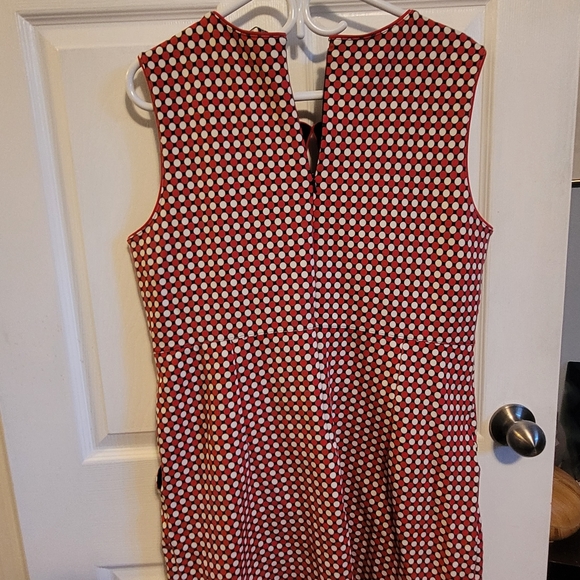Lands' End midi fitted dress size 16 red and white polka dot - Picture 10 of 14